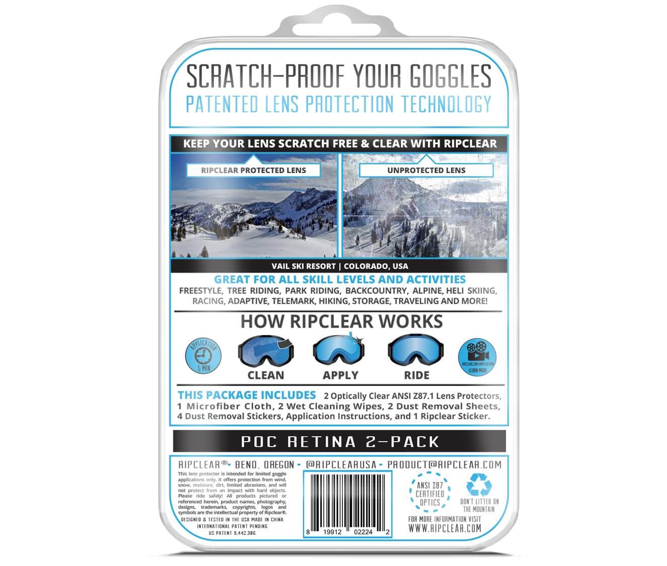 Ripclear Poc Retina Snow Goggle Lens Protector - 2 Pack