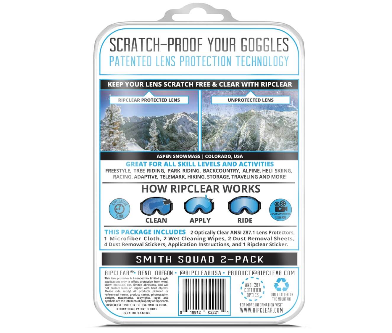 (Universal Fit) Smith Squad Snow Goggle Lens Protector (Universal Fit) - 3 Pack