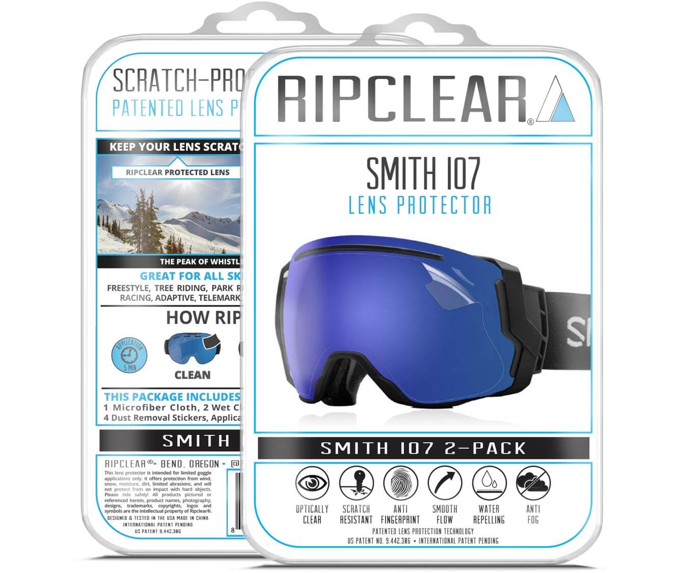 Ripclear Smith I-O7 Snow Goggle Lens Protector - 2 Pack