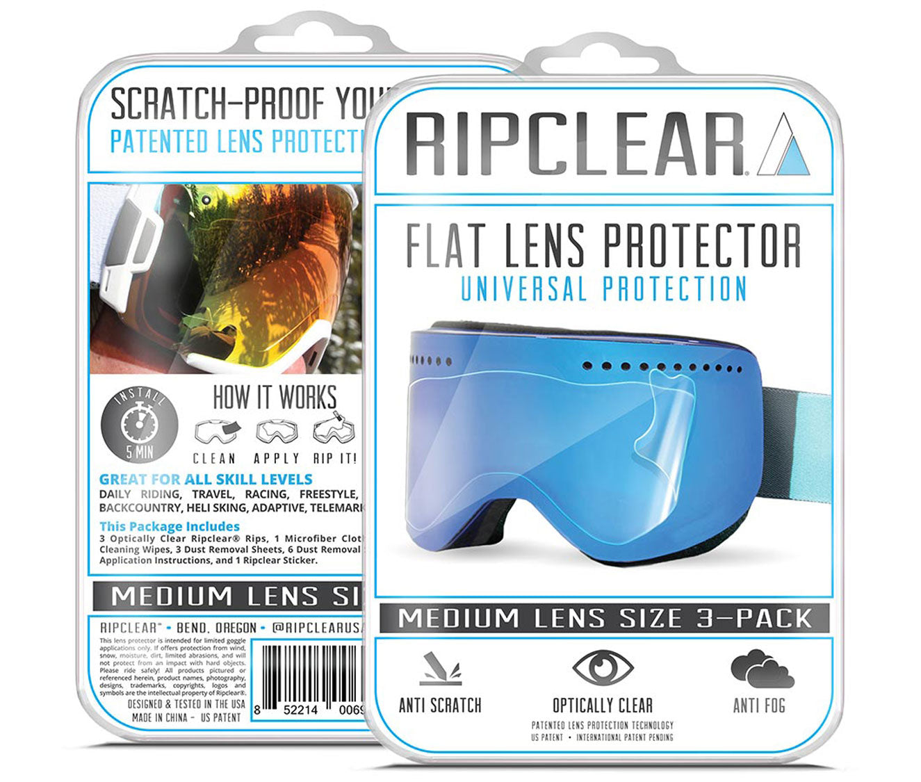 Ripclear Spy Optic Ace Snow Goggle Lens Protector (Universal Fit) - 3 Pack
