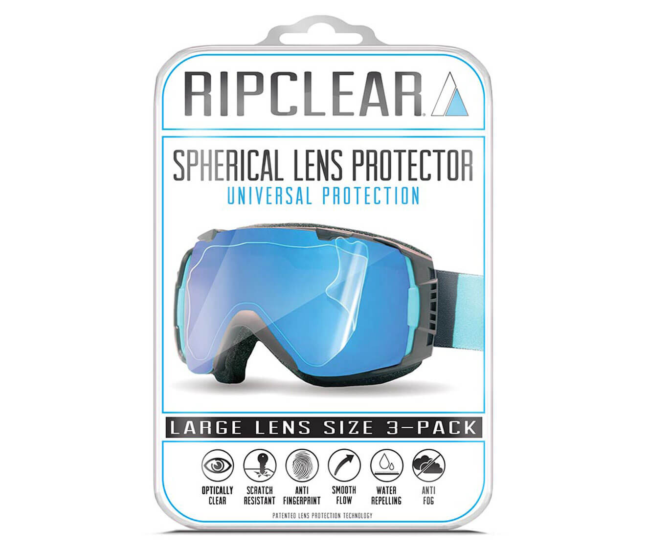 Ripclear Universal Large Spherical Snow Goggle Lens Protector - 3 Pack